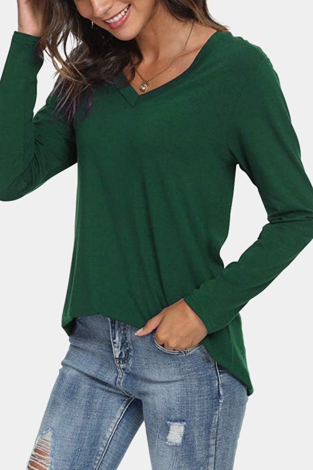 V-Neck Long Sleeve T-Shirt - T-Shirts - Shirts & Tops - 10 - 2024