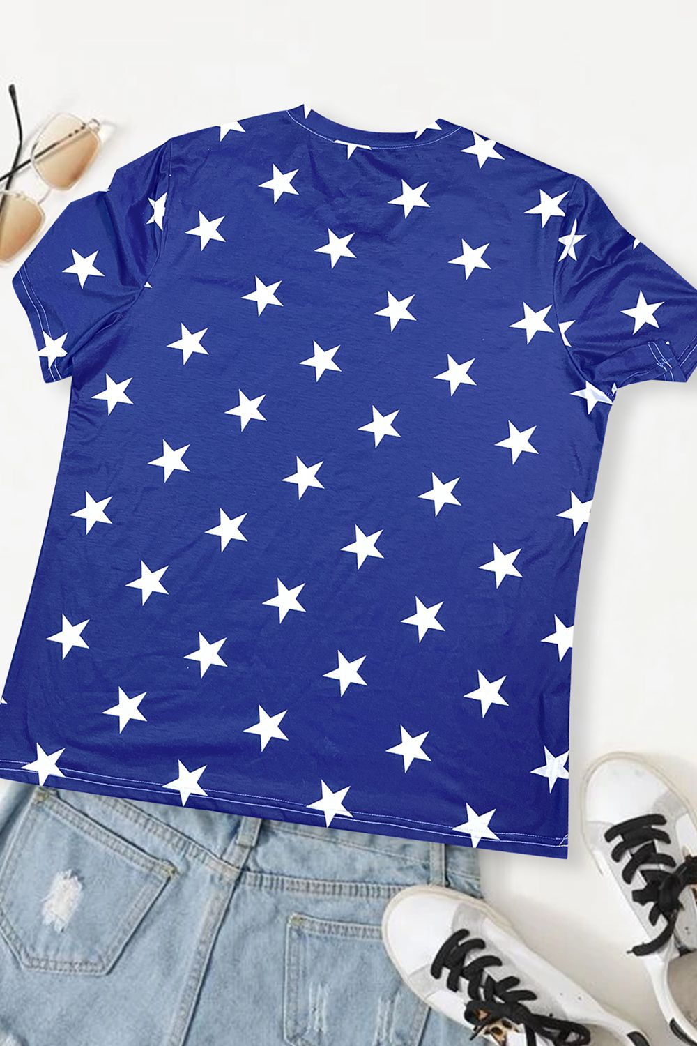 V-Neck Short Sleeve US Flag T-Shirt - T-Shirts - Shirts & Tops - 3 - 2024