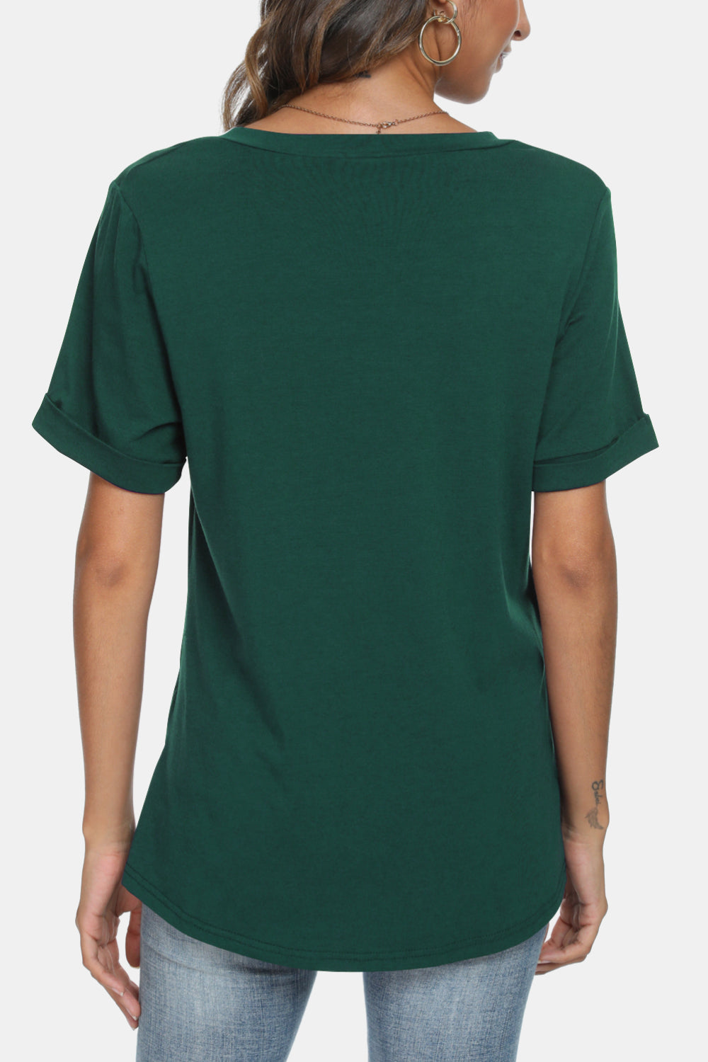 V-Neck Short Sleeve Slit T-Shirt - T-Shirts - Shirts & Tops - 11 - 2024