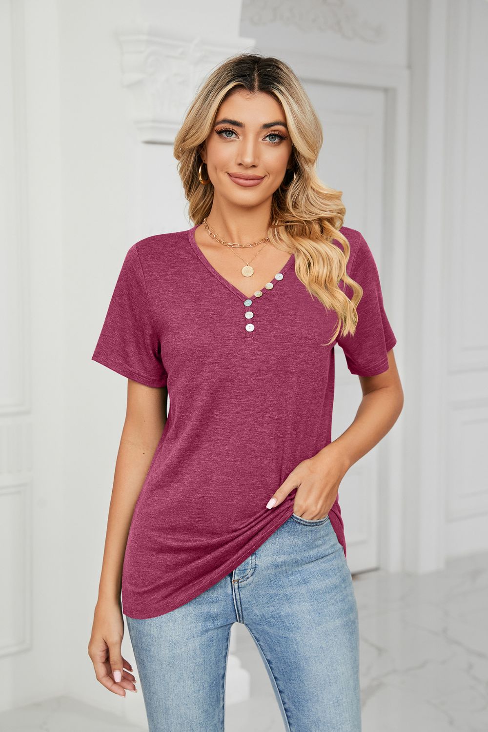 V-Neck T-Shirt - Purple / S - T-Shirts - Shirts & Tops - 7 - 2024