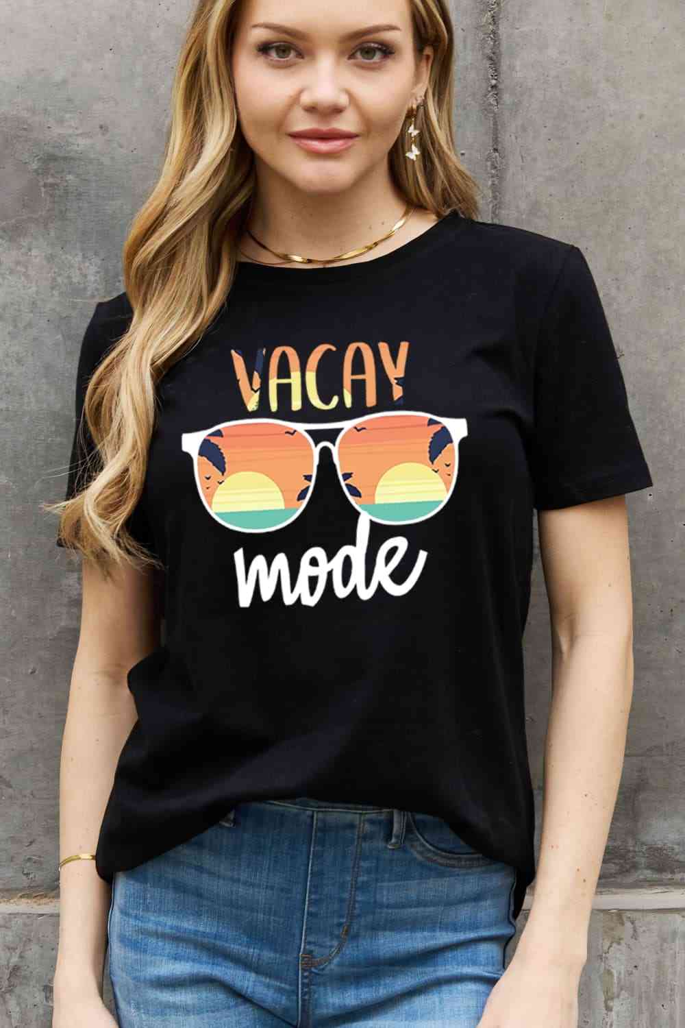 VACAY MODE Graphic Cotton Tee - Black / S - T-Shirts - Shirts & Tops - 1 - 2024