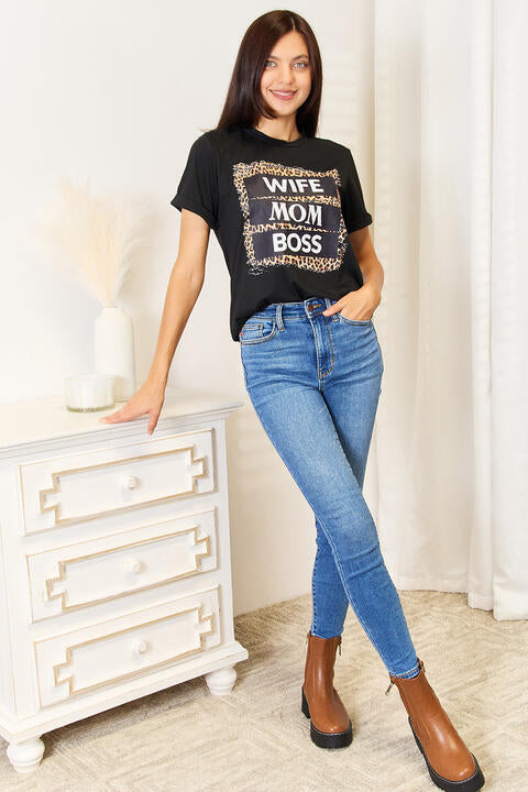 WIFE MOM BOSS Leopard Graphic T-Shirt - T-Shirts - Shirts & Tops - 8 - 2024