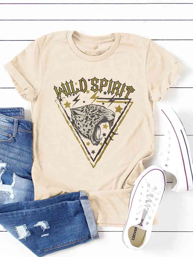 WILD SPIRIT Graphic Short Sleeve T-Shirt - Beige / S - T-Shirts - Shirts & Tops - 1 - 2024