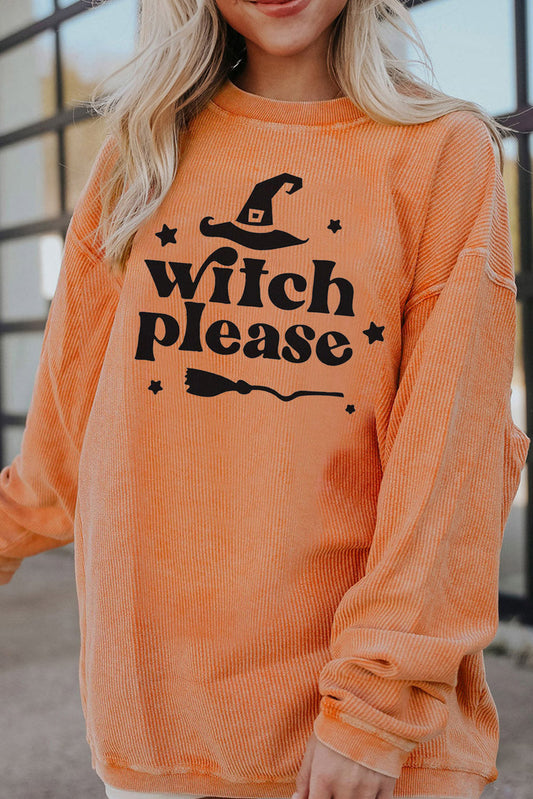 WITCH PLEASE Graphic Dropped Shoulder Sweatshirt - Orange / S - T-Shirts - Shirts & Tops - 1 - 2024