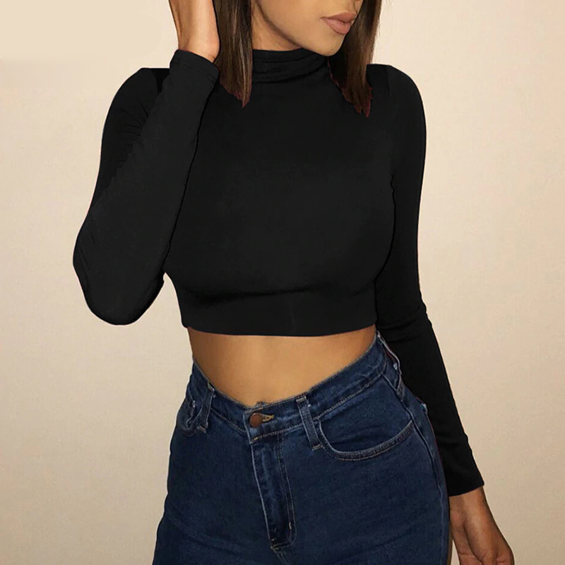 Women’s Crop Top With Long Sleeves - Black / M - T-Shirts - Shirts & Tops - 16 - 2024