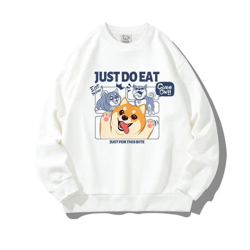 Women’s Cute Dog CrewNeck Sweatshirt - Casual Thermal Long Sleeve Pullover - White / S / CHINA - T-Shirts - Shirts &