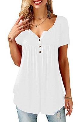 Women’s Loose Summer V-Neck T-Shirt - White / M - T-Shirts - Shirts & Tops - 8 - 2024