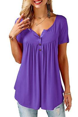 Women’s Loose Summer V-Neck T-Shirt - Purple / M - T-Shirts - Shirts & Tops - 10 - 2024