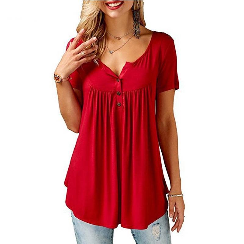 Women’s Loose Summer V-Neck T-Shirt - T-Shirts - Shirts & Tops - 3 - 2024