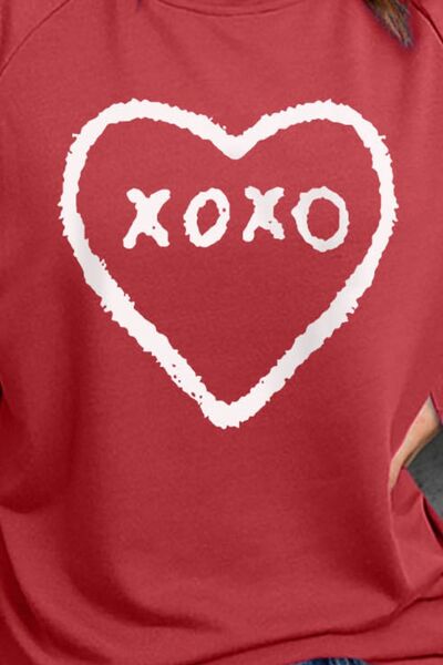 XOXO Heart Round Neck Sweatshirt - T-Shirts - Shirts & Tops - 3 - 2024
