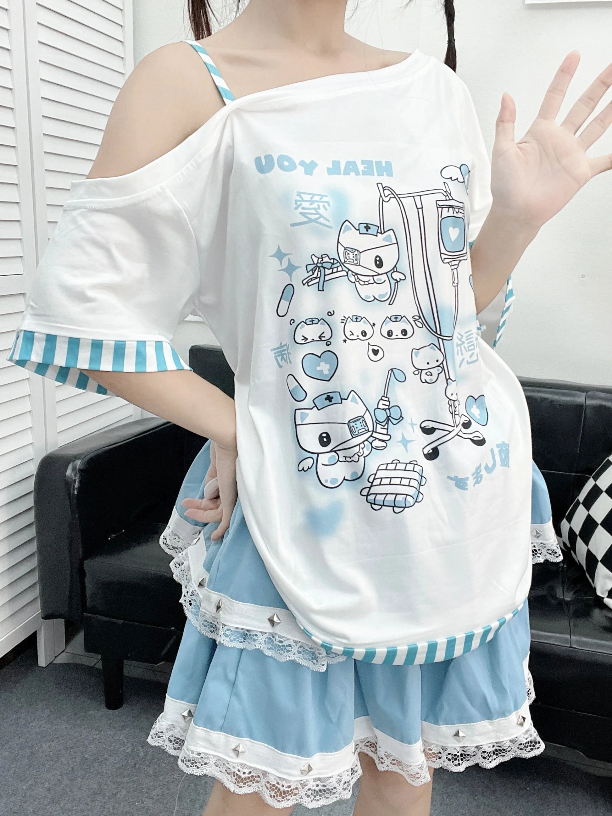 Y2K Harajuku T-Shirt – Japanese Patchwork - WHITE / S / CHINA - T-Shirts - T-Shirts - 2 - 2024