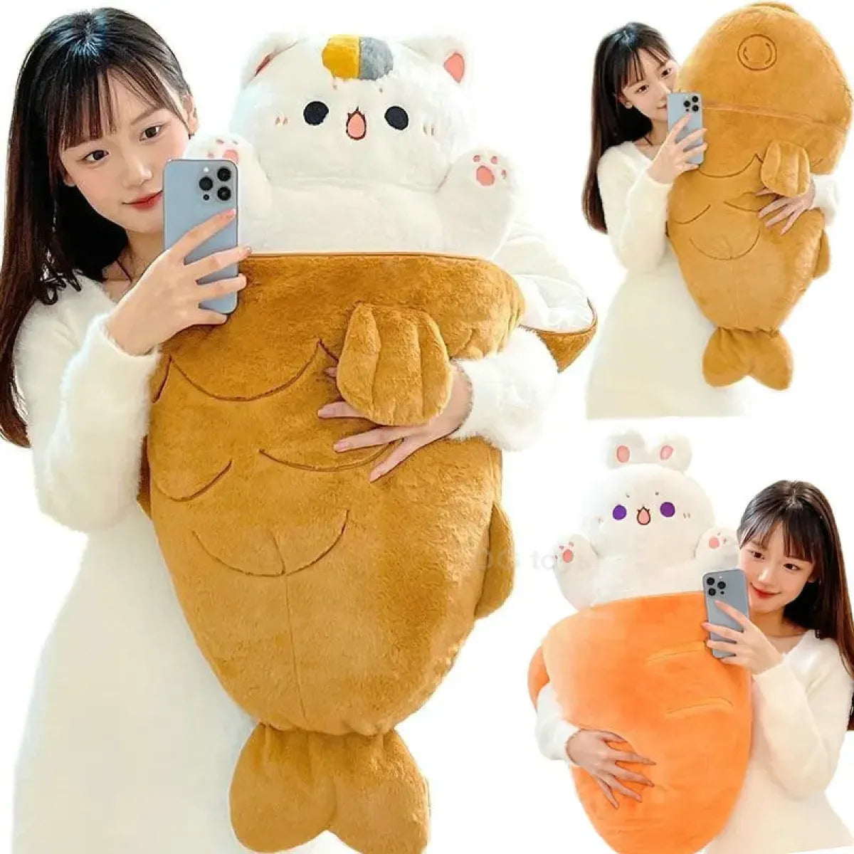 Kawaii Taiyaki Cat Plush Pillow – 80cm Soft Stuffed Animal - Valentines Day Collection - Plushie - 1