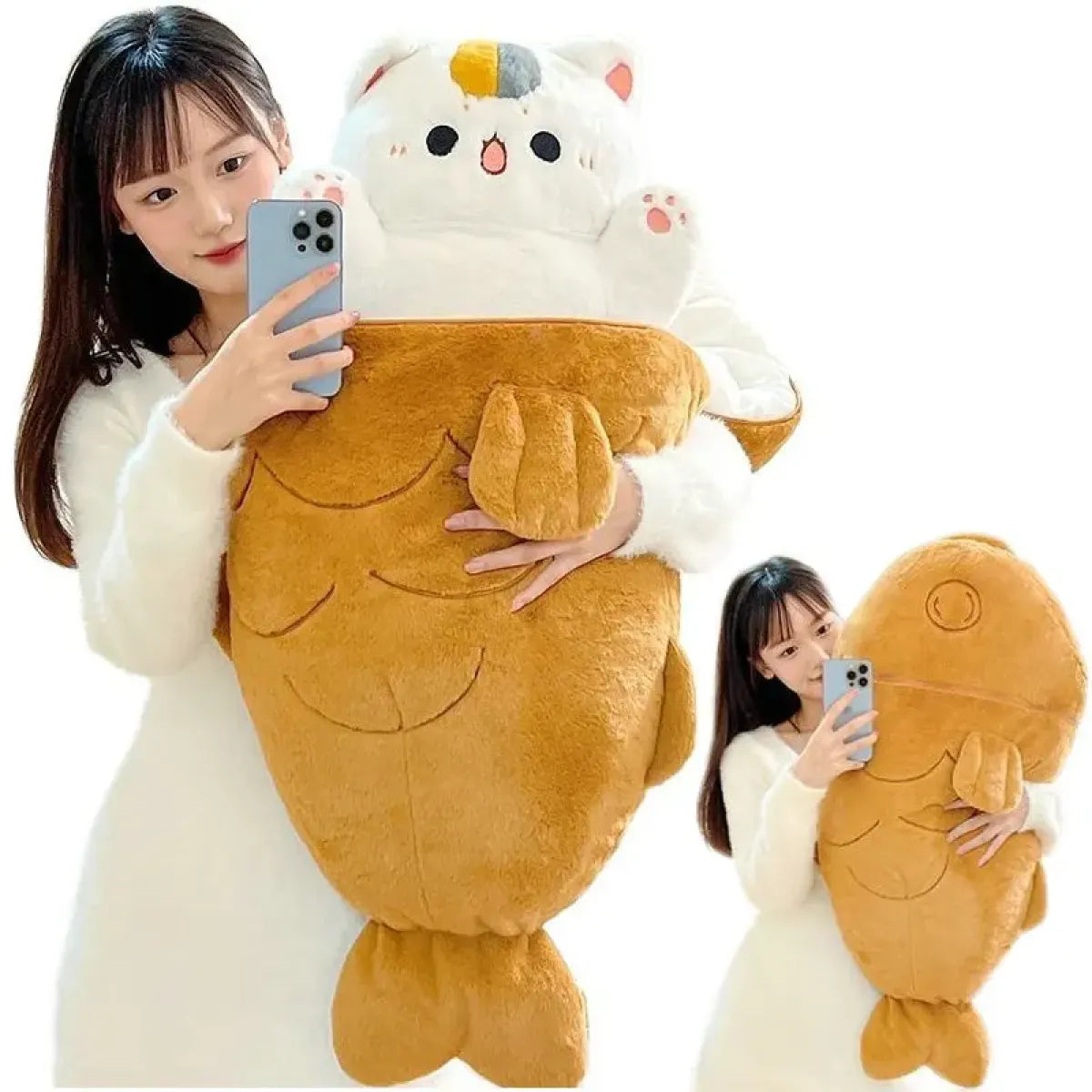 Kawaii Taiyaki Cat Plush Pillow – 80cm Soft Stuffed Animal - Valentines Day Collection - Plushie - 7