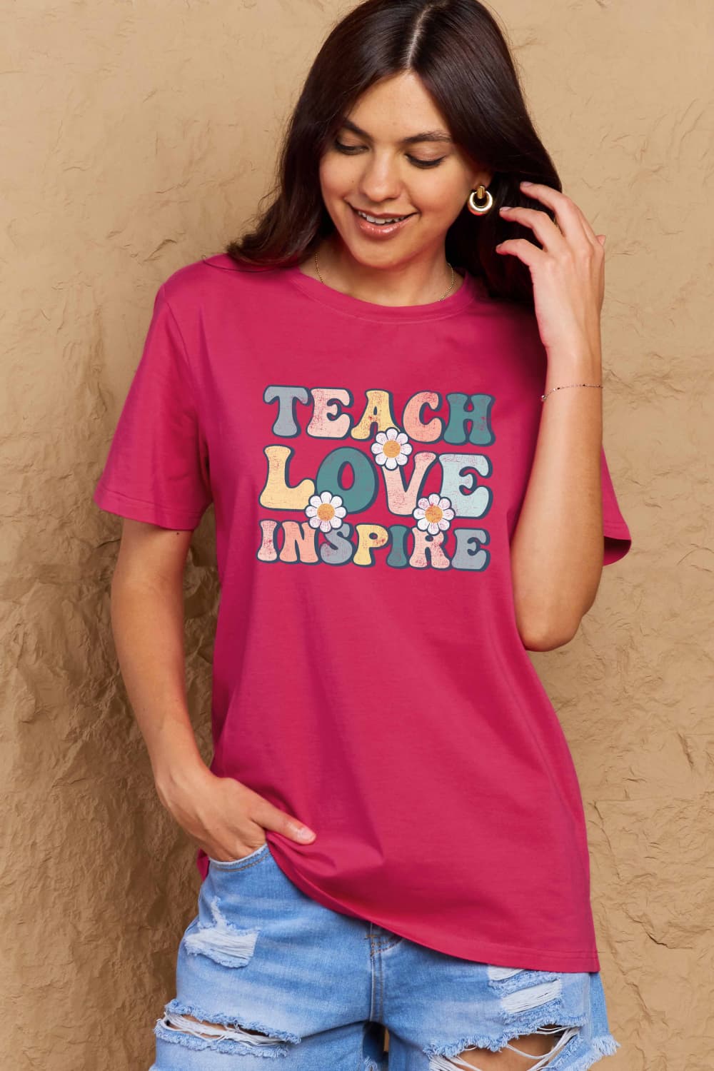 Full Size TEACH LOVE INSPIRE Graphic Cotton T-Shirt - T-Shirts - Shirts & Tops - 14 - 2024