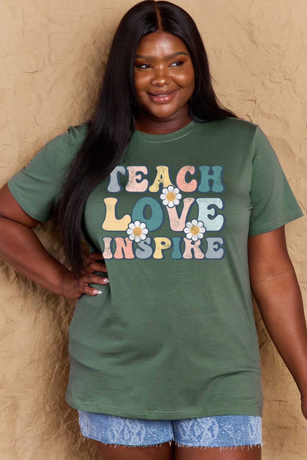 Full Size TEACH LOVE INSPIRE Graphic Cotton T-Shirt - T-Shirts - Shirts & Tops - 22 - 2024