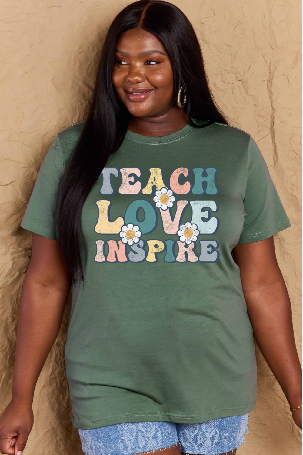 Full Size TEACH LOVE INSPIRE Graphic Cotton T-Shirt - T-Shirts - Shirts & Tops - 23 - 2024