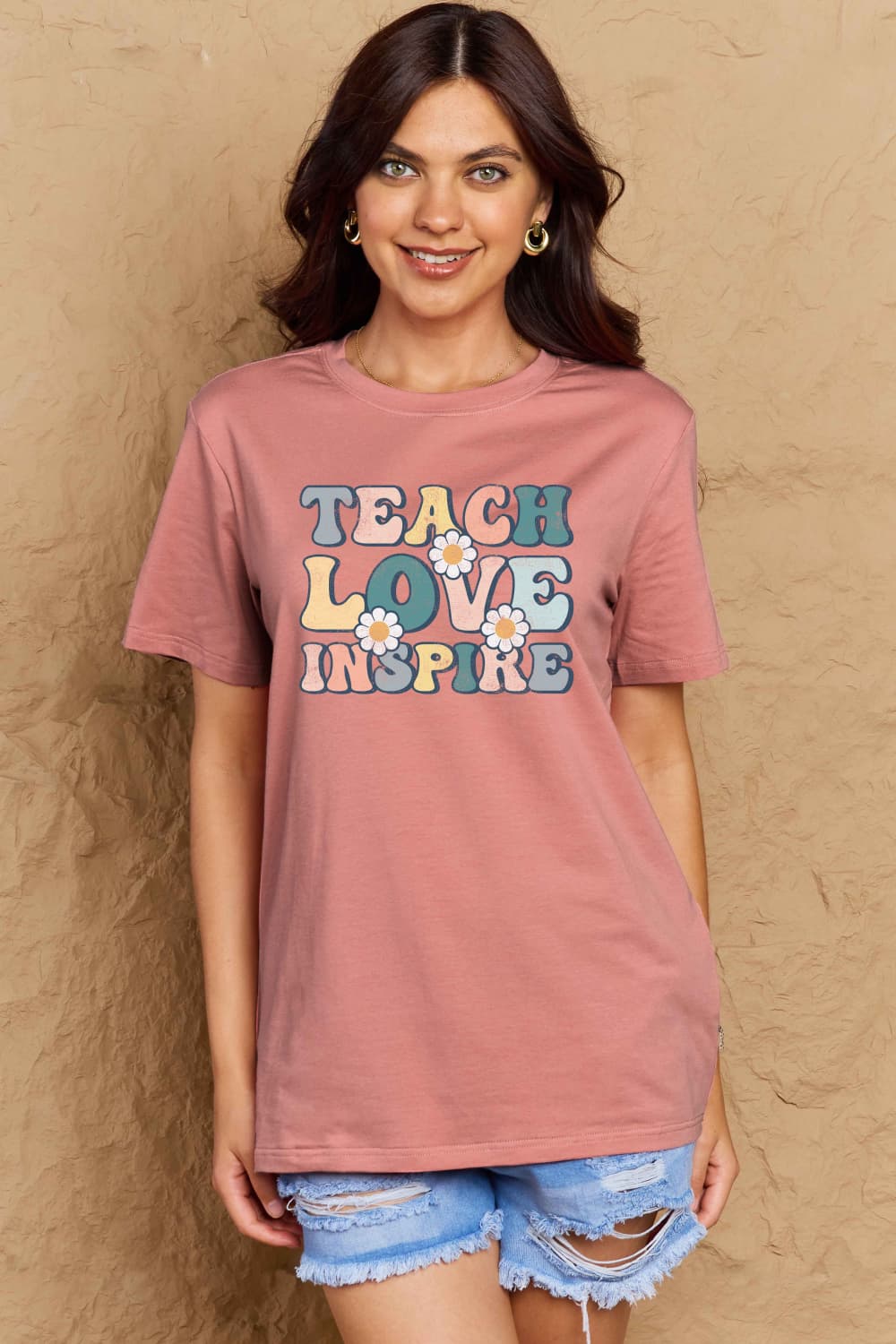 Full Size TEACH LOVE INSPIRE Graphic Cotton T-Shirt - T-Shirts - Shirts & Tops - 3 - 2024