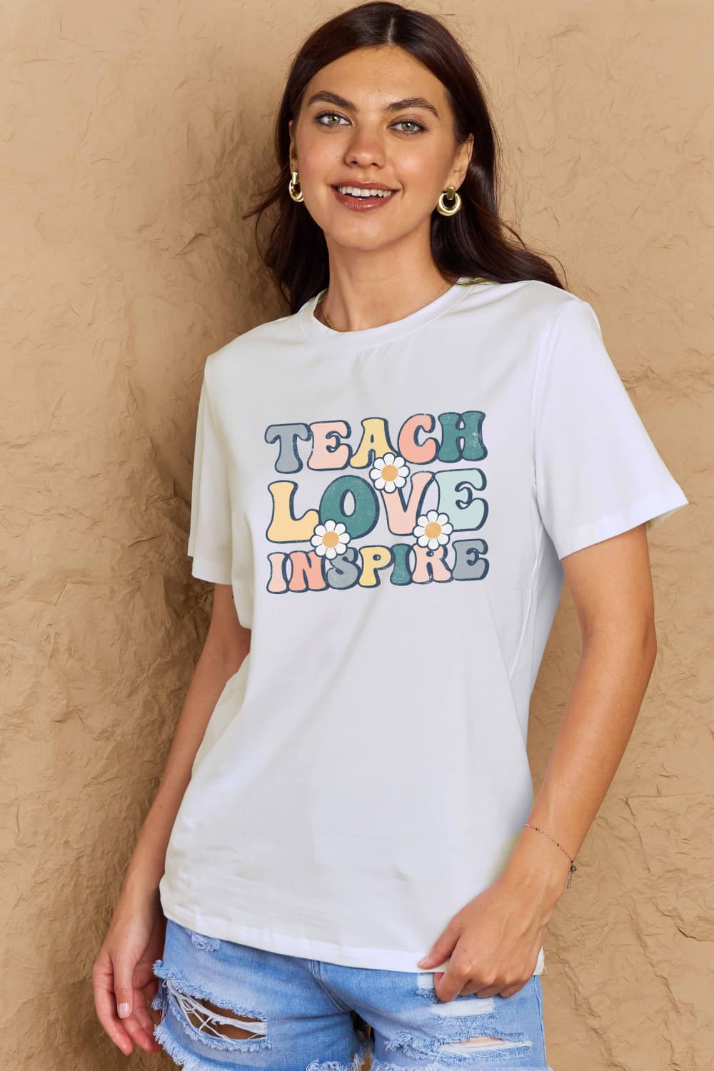 Full Size TEACH LOVE INSPIRE Graphic Cotton T-Shirt - T-Shirts - Shirts & Tops - 8 - 2024