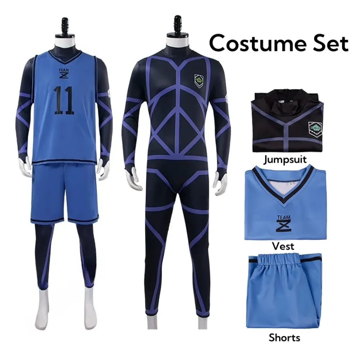 Lock Isagi Yoichi Cosplay Set – Anime Sports Jersey & Jumpsuit - Women’s Clothing & Accessories - Sets - 20