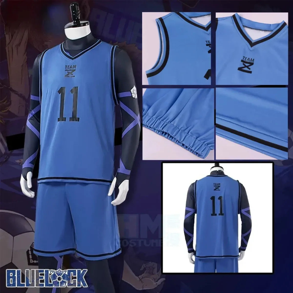 Lock Isagi Yoichi Cosplay Set – Anime Sports Jersey & Jumpsuit - Women’s Clothing & Accessories - Sets - 4