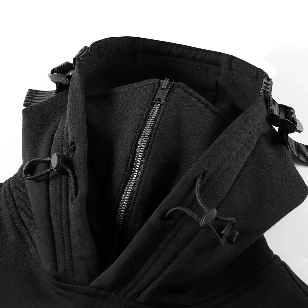 Techwear High Neck Hoodie - Hoodies & Sweatshirts - Men’s Hoodies - 3