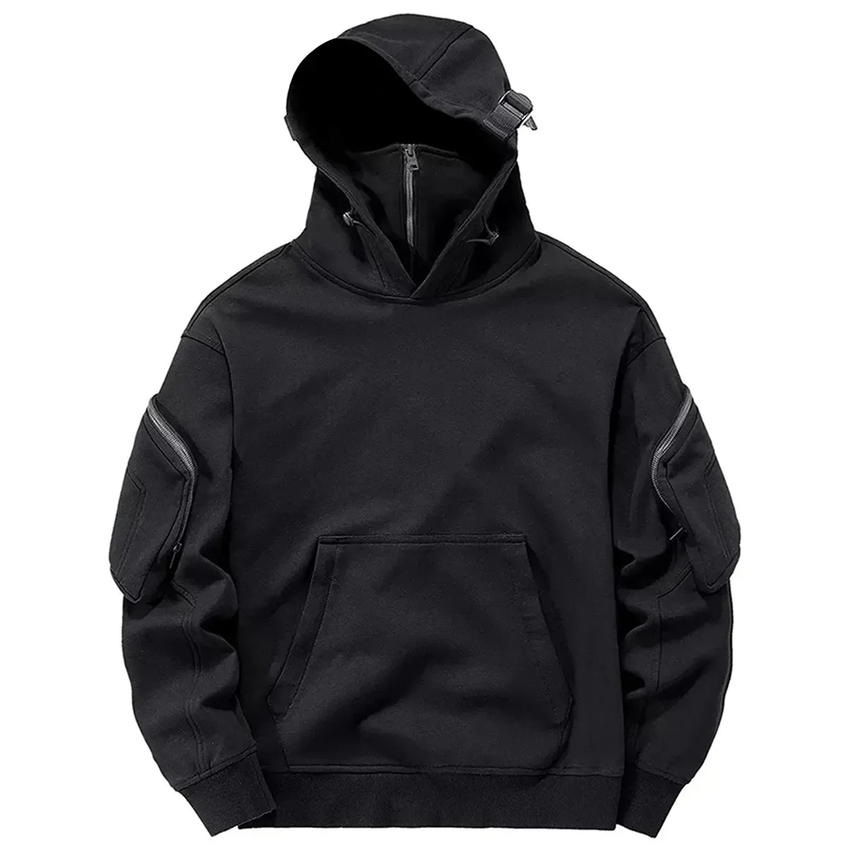 Techwear Hoodie with High Neck and Mask - Black / M - Hoodies & Sweatshirts - Shirts & Tops - 6 - 2024