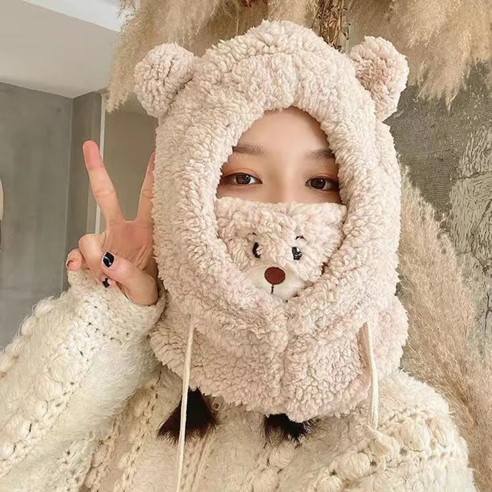 Kawaii Teddy Bear Winter Hat With Mask Combo - Accessories - Apparel & Accessories - 1 - 2024