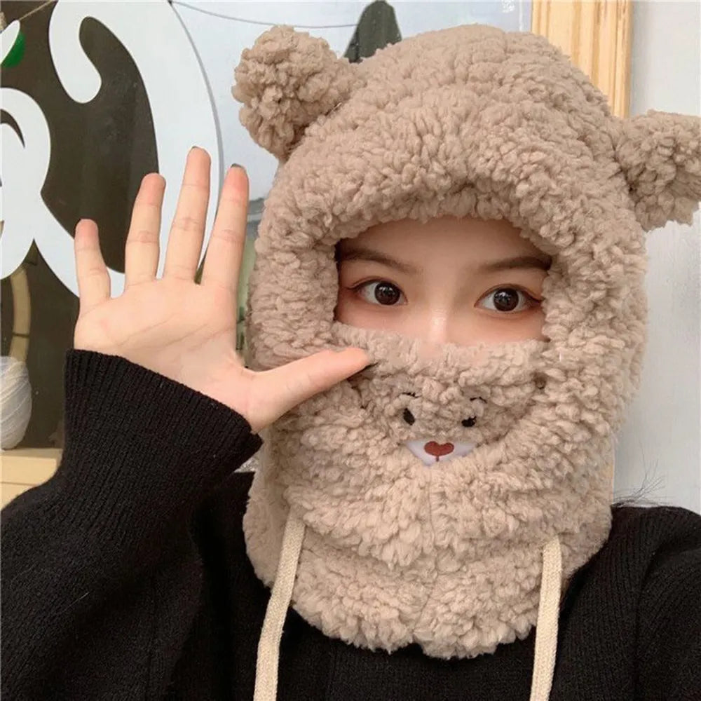 Kawaii Teddy Bear Winter Hat With Mask Combo - Coffee / One Size - Accessories - Apparel & Accessories - 8 - 2024