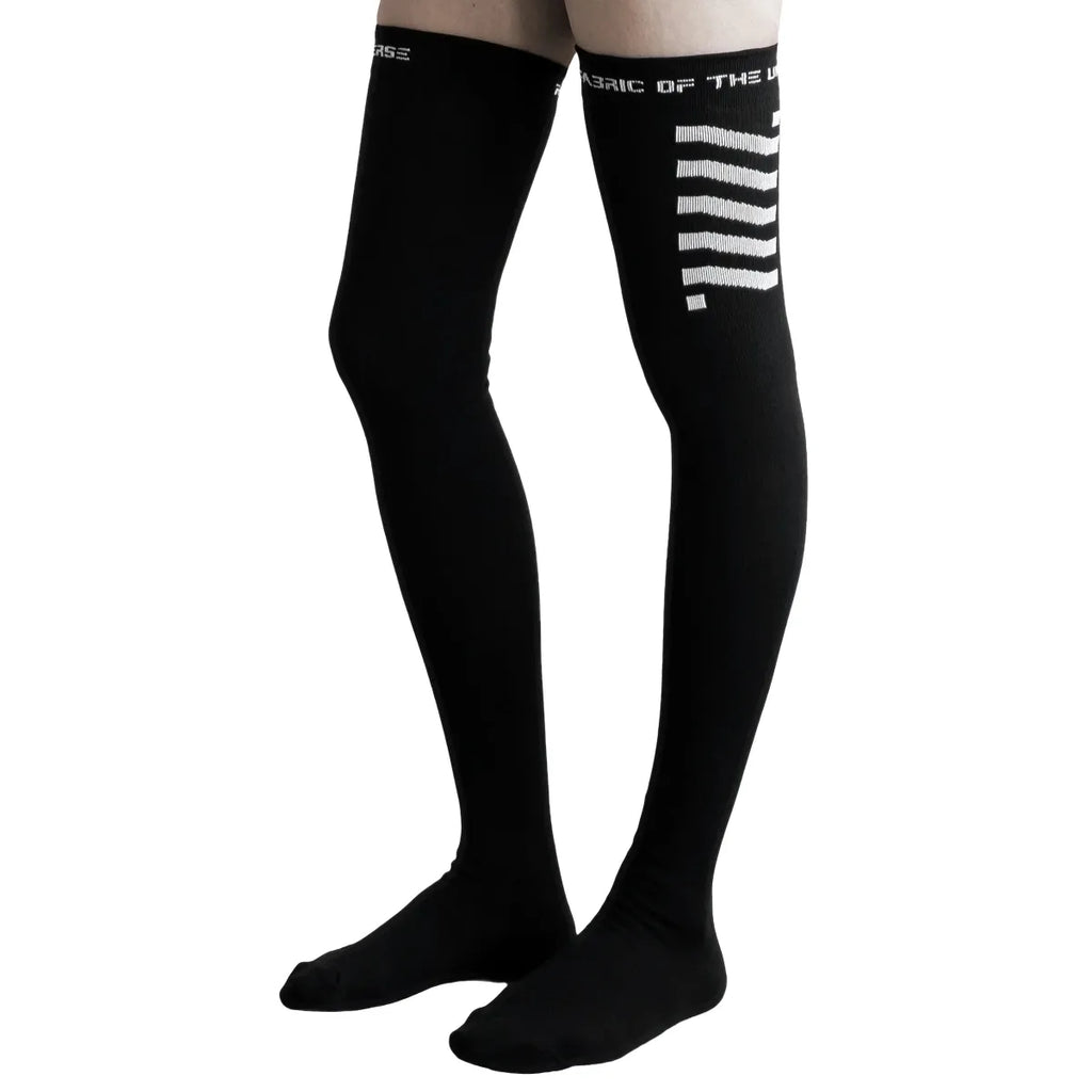 Black Logo Grip Thigh High Socks - Harajuku Style - Accessory - 1