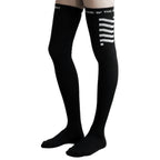 Black Logo Grip Thigh High Socks - Harajuku Style - Accessory - 1