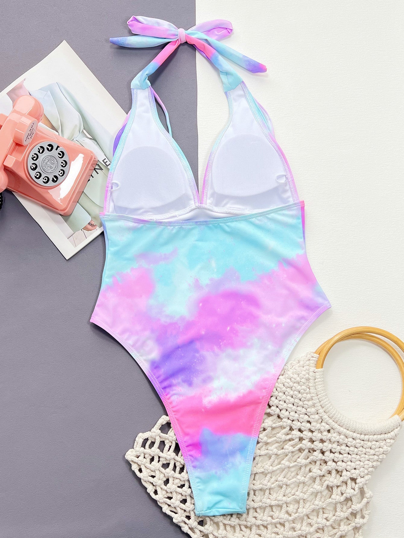 Tie-Dye Halter Neck One-Piece Swimsuit - Women’s Clothing & Accessories - Swimwear - 4 - 2024