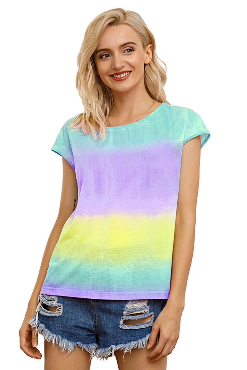 Tie Dye Round Neck Short Sleeve Tee - T-Shirts - Shirts & Tops - 2 - 2024