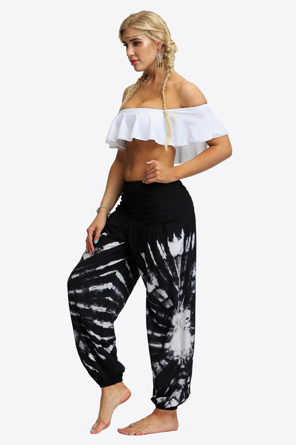 Tie-Dye Smocked Waist Pocket Joggers - Black / One Size - Bottoms - Shirts & Tops - 5 - 2024