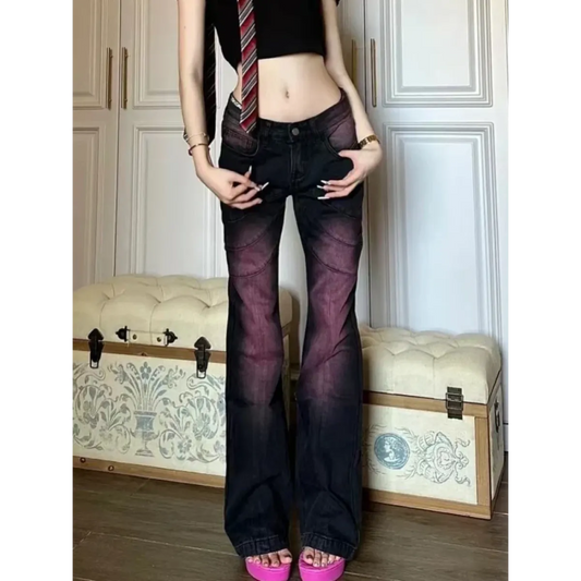 Y2K Tie Dye Flared Low Waist Jeans - Bottoms - Jeans - 1