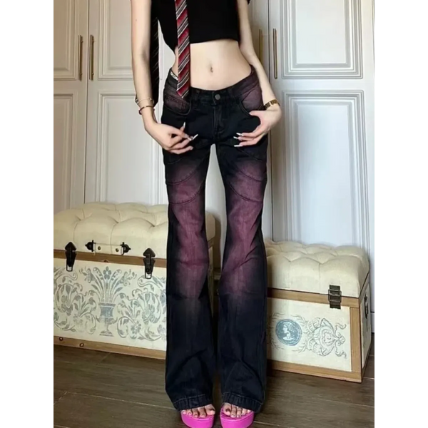 Y2K Tie Dye Flared Low Waist Jeans - Bottoms - Jeans - 1