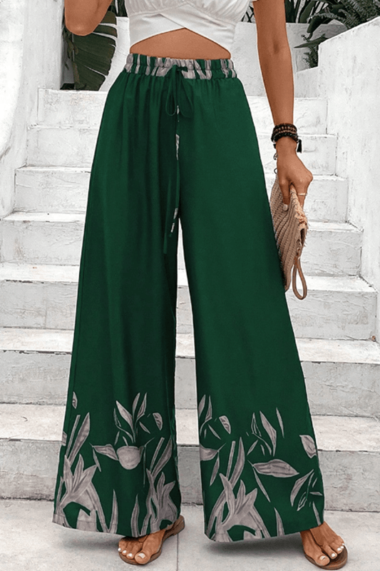 Tie High Waist Relax Fit Long Pants - Green / S - Bottoms - Pants - 1 - 2024