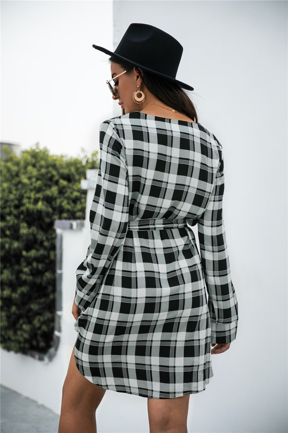 Plaid V-Neck Tie Waist Dress - All Dresses - Dresses - 2 - 2024