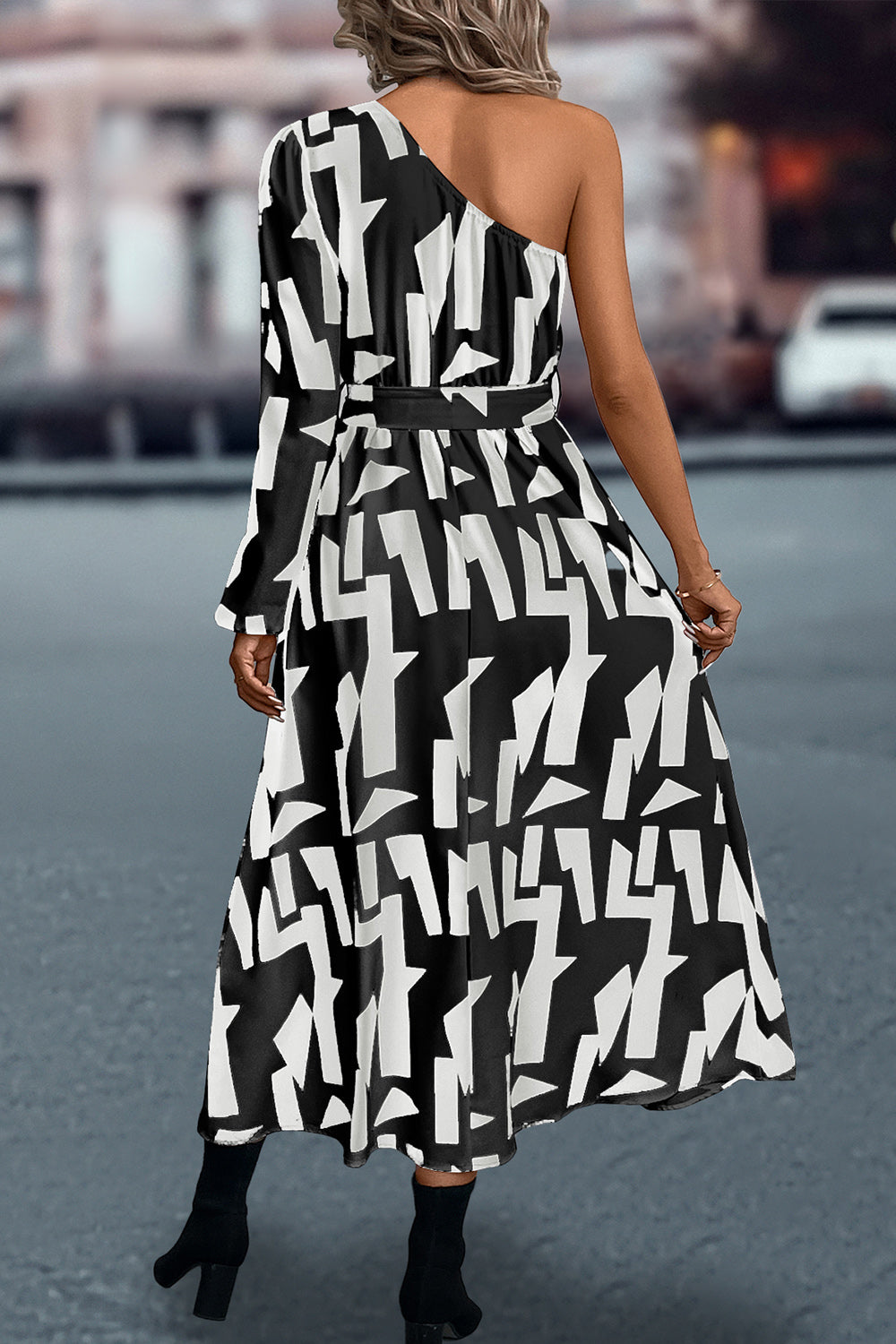 Printed One-Shoulder Tie Waist Dress - All Dresses - Dresses - 12 - 2024