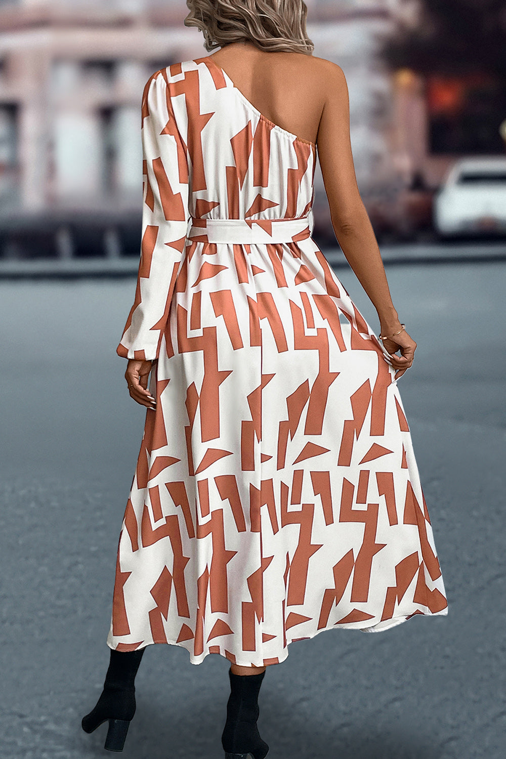 Printed One-Shoulder Tie Waist Dress - All Dresses - Dresses - 8 - 2024