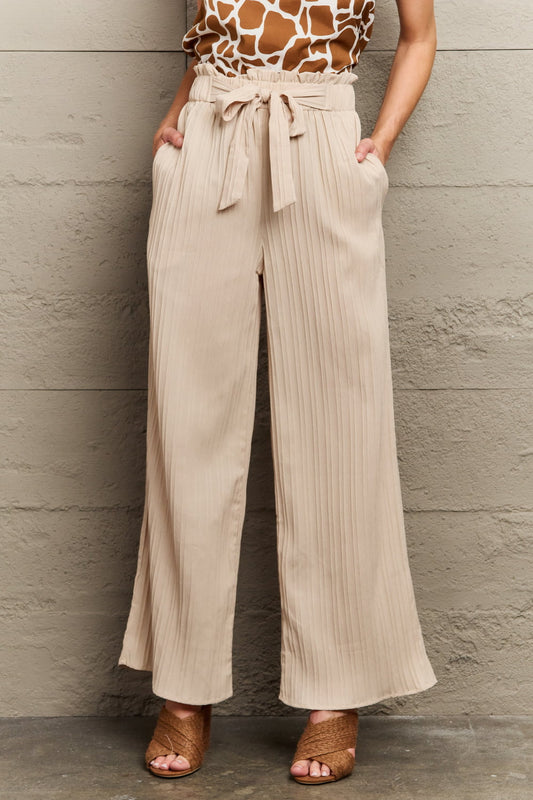 Tie Waist Long Pants - Beige / S - Bottoms - Pants - 1 - 2024