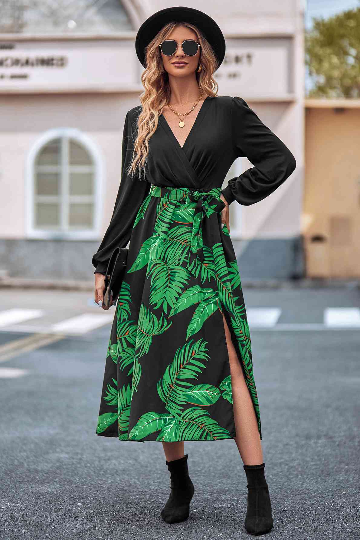 Printed Tie Waist Long Sleeve Dress - All Dresses - Dresses - 3 - 2024