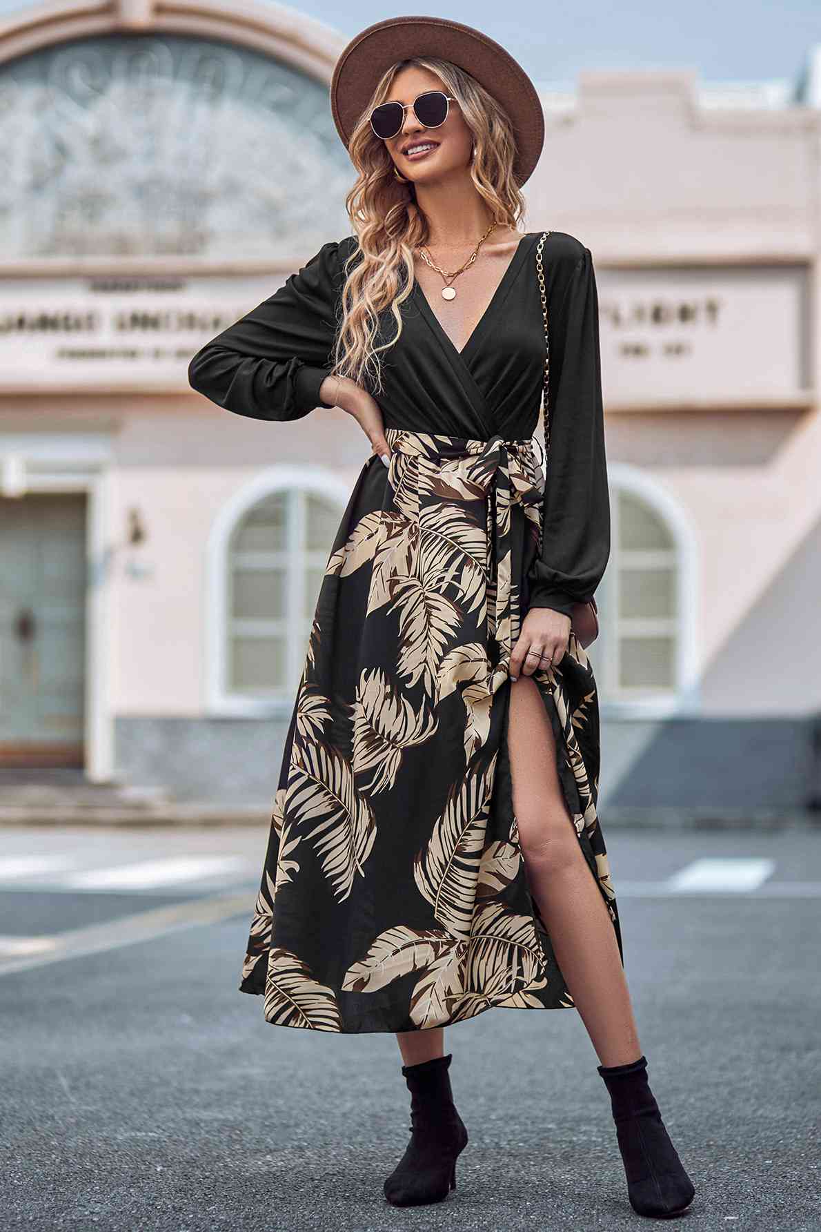 Printed Tie Waist Long Sleeve Dress - All Dresses - Dresses - 8 - 2024