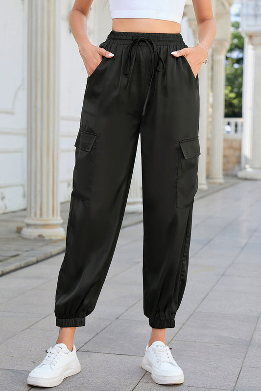 Long Tie Waist Pocketed Pants - Black / S - Bottoms - Pants - 1 - 2024