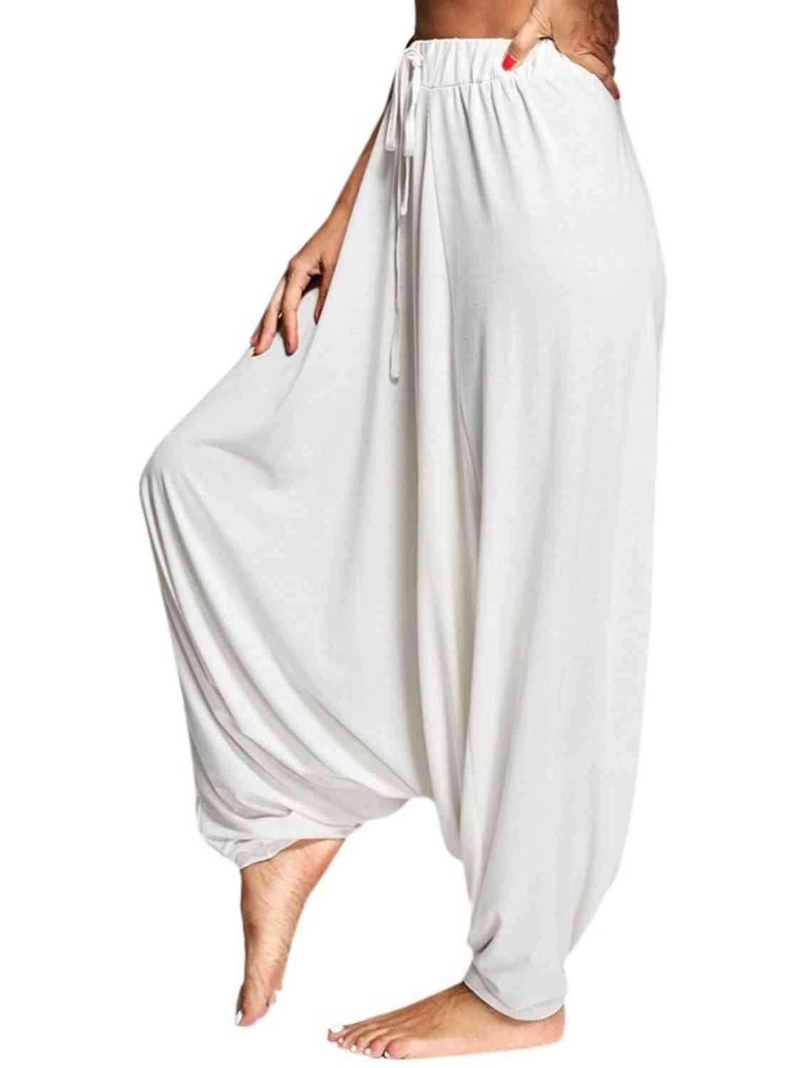 Tied Mid Waist Long Harem Pants - Bottoms - Pants - 5 - 2024