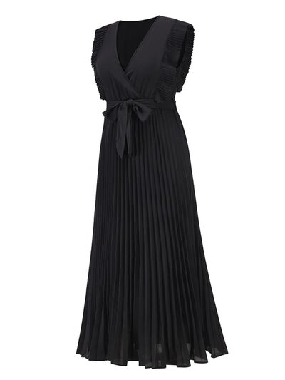 Tied Surplice Cap Sleeve Pleated Dress - All Dresses - Dresses - 15 - 2024