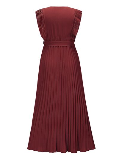 Tied Surplice Cap Sleeve Pleated Dress - All Dresses - Dresses - 22 - 2024