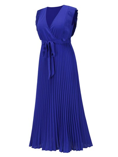 Tied Surplice Cap Sleeve Pleated Dress - All Dresses - Dresses - 27 - 2024