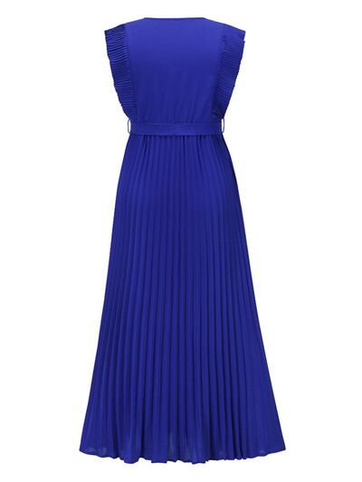 Tied Surplice Cap Sleeve Pleated Dress - All Dresses - Dresses - 28 - 2024