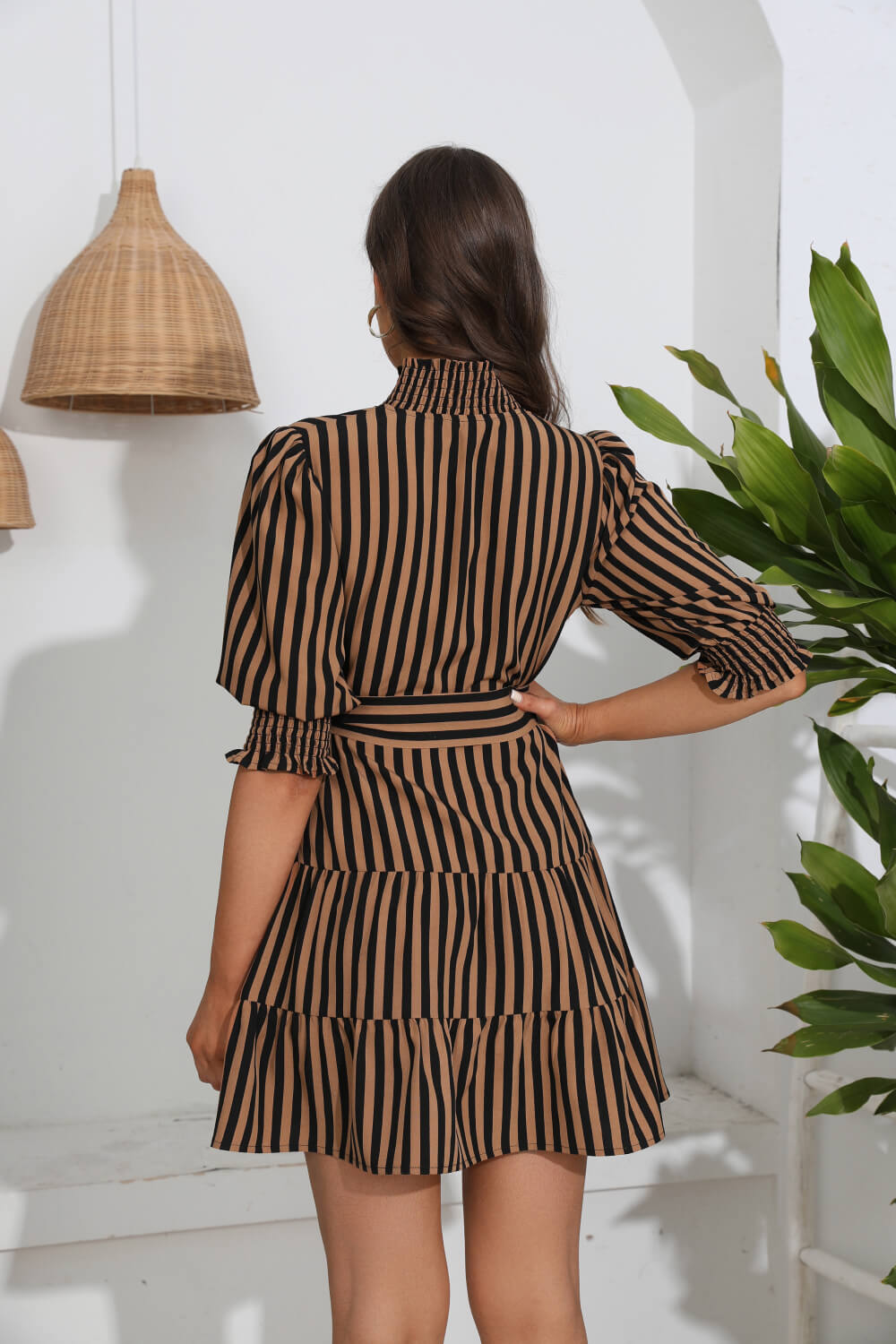 Striped Tie Belt Tiered Dress - All Dresses - Dresses - 2 - 2024