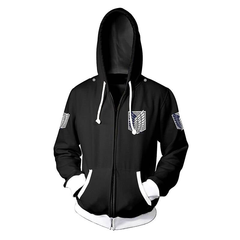 Unisex Attack On Titan Zipper Jacket - Black / 4XL - Anime - Shirts & Tops - 10 - 2024